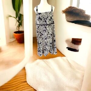 R & K Black and White Ruched Back Dress Size 18 with Adjustable Straps